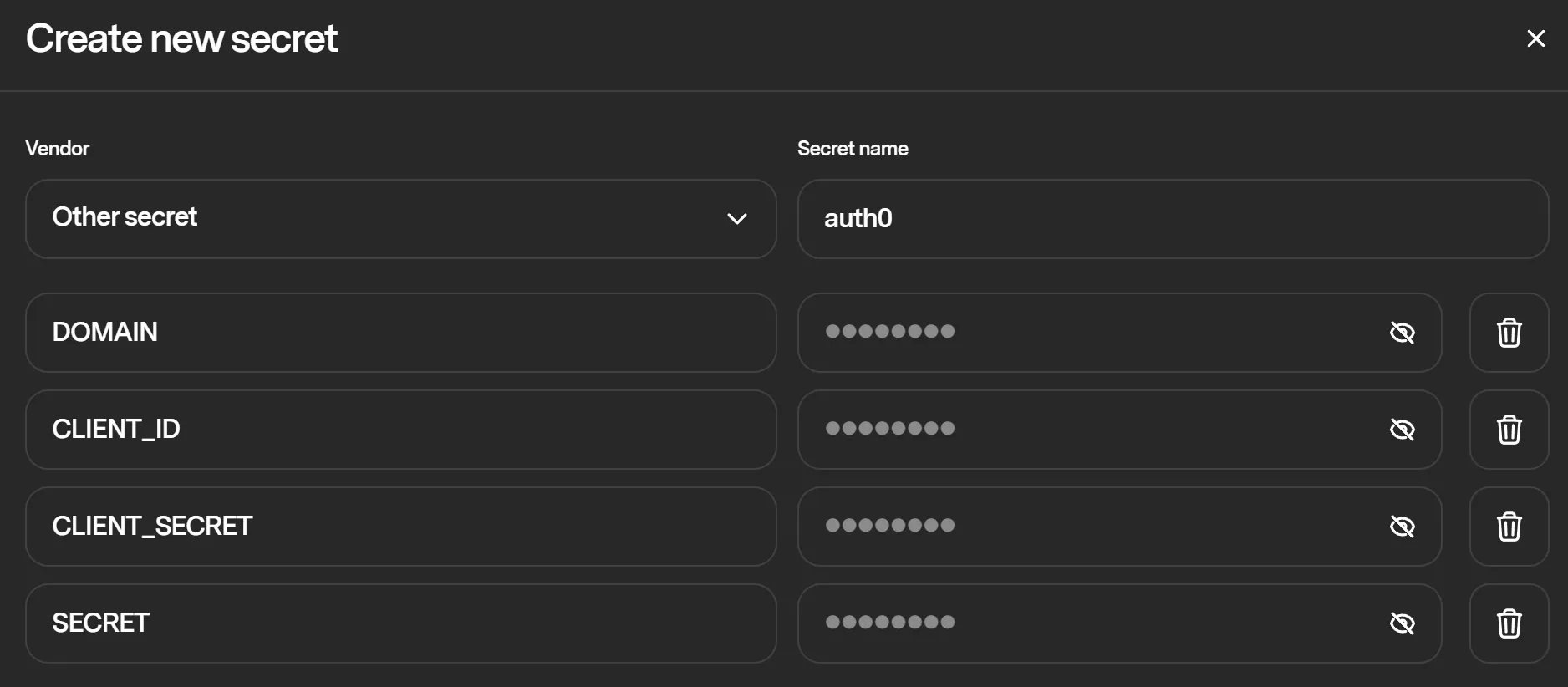 Creating the Auth0 secret in Zero