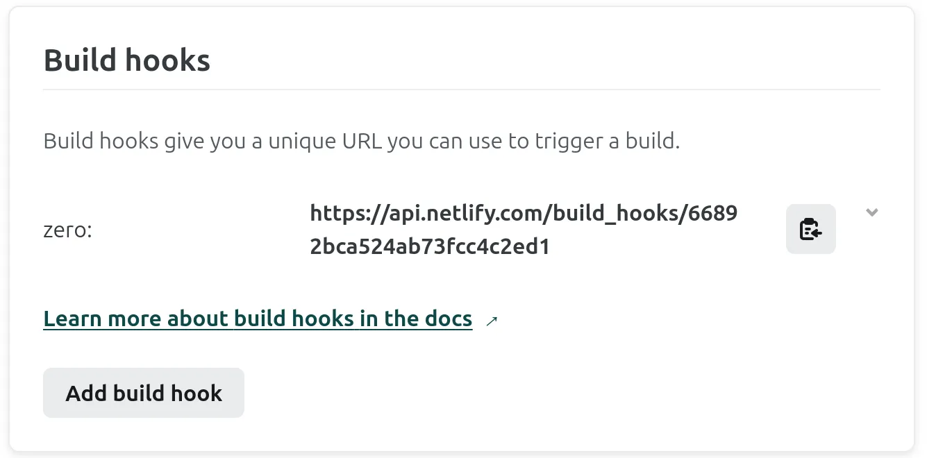 The Netlify build webhook