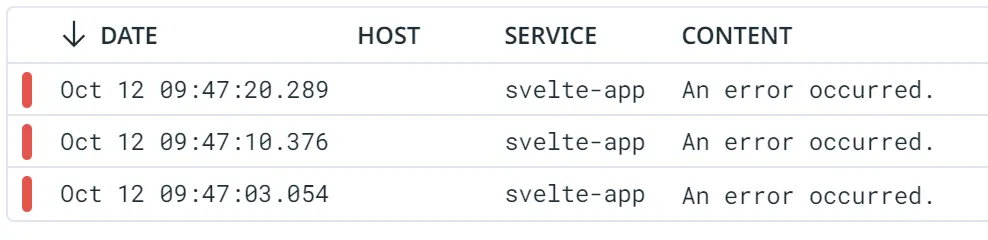 The logs appearing in Datadog