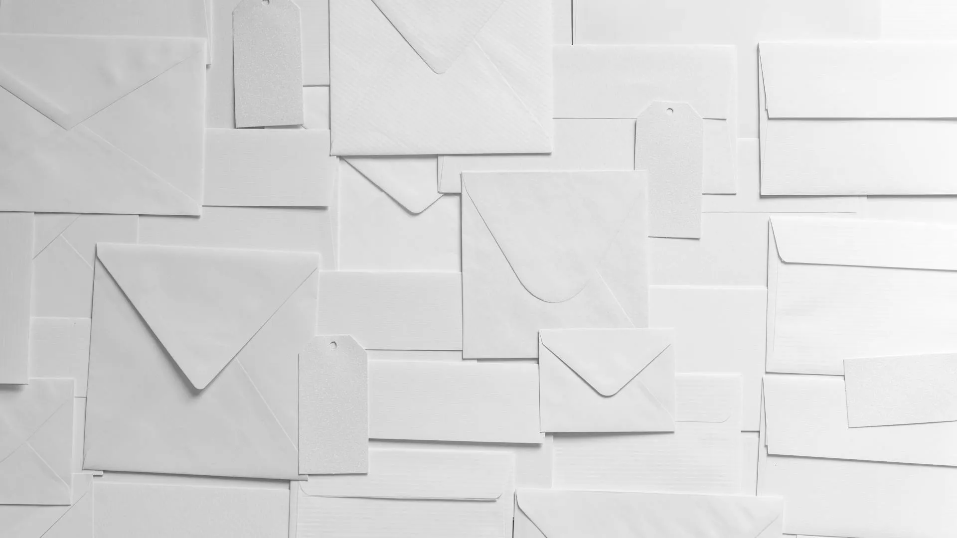 Envelopes laid out on a table