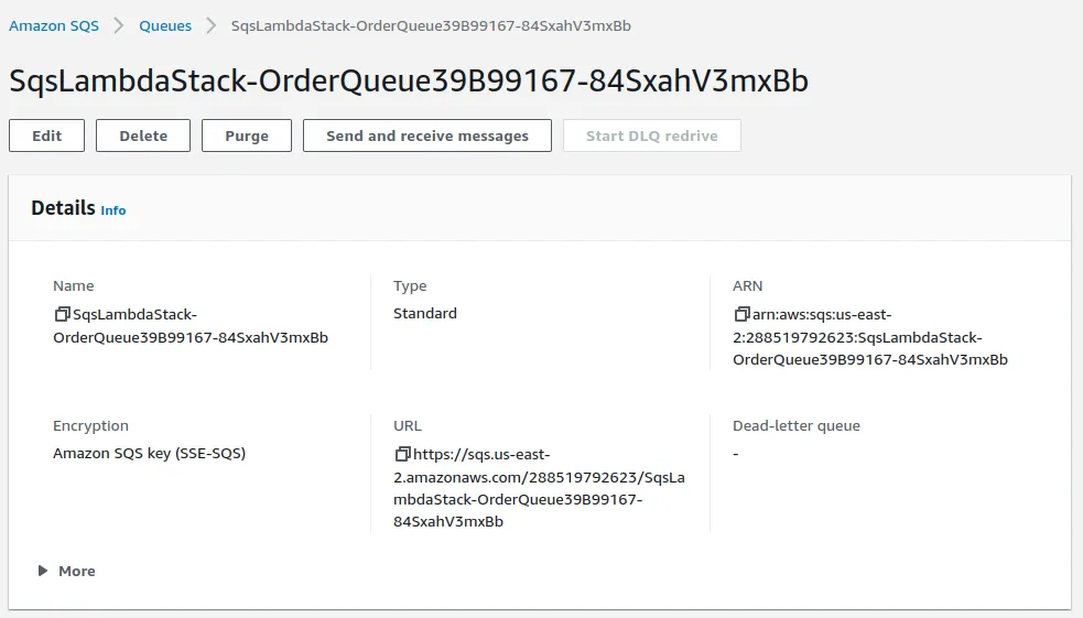 Viewing the SQS queue in the AWS Console