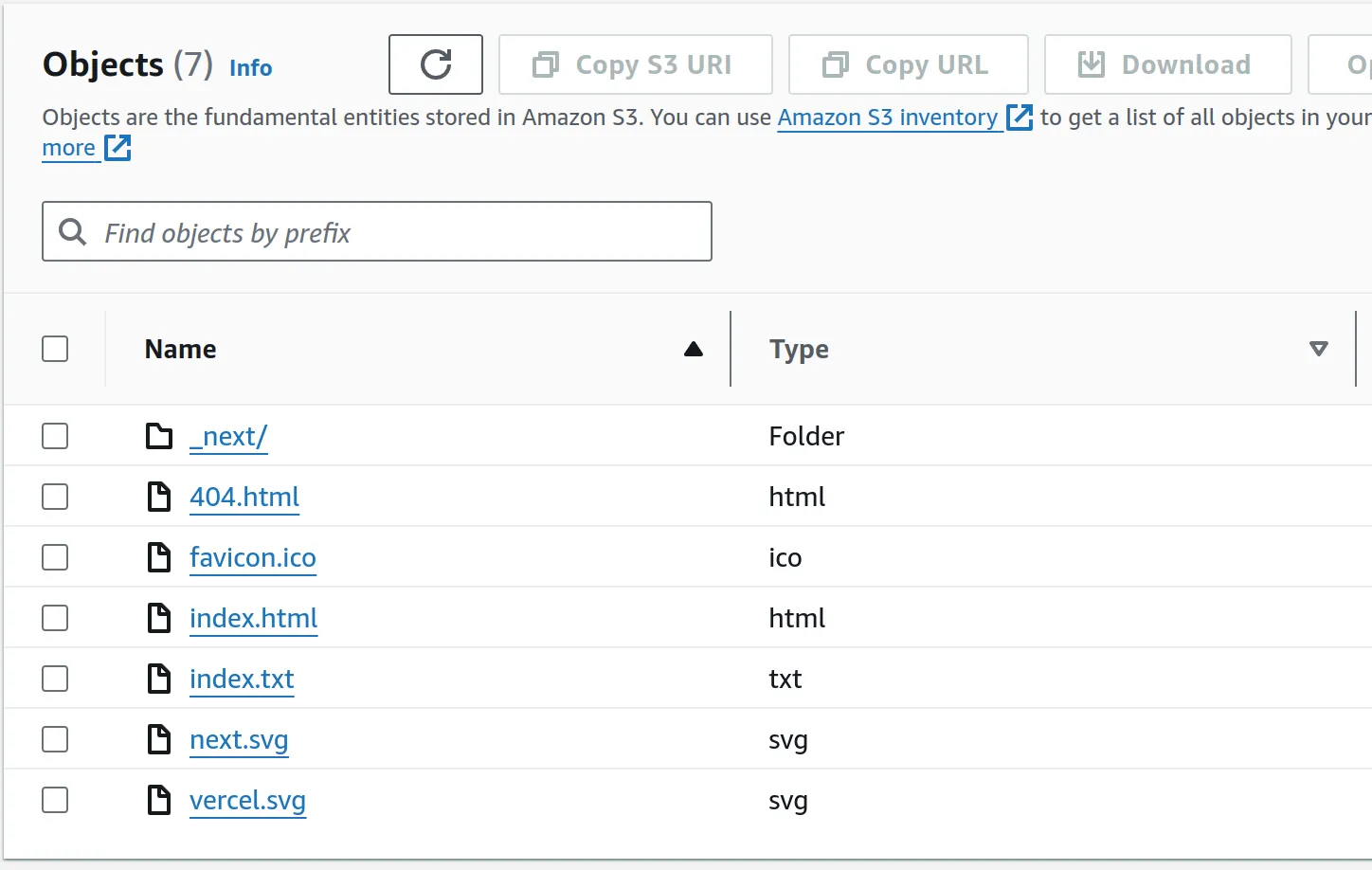 The static website files in the S3 bucket