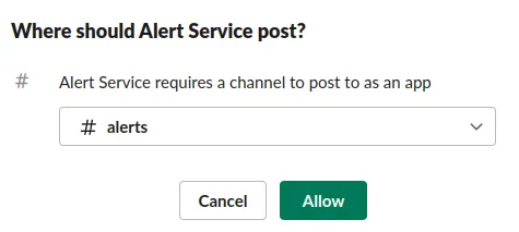 Selecting the channel the Slack app will post to
